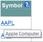 Symbol column